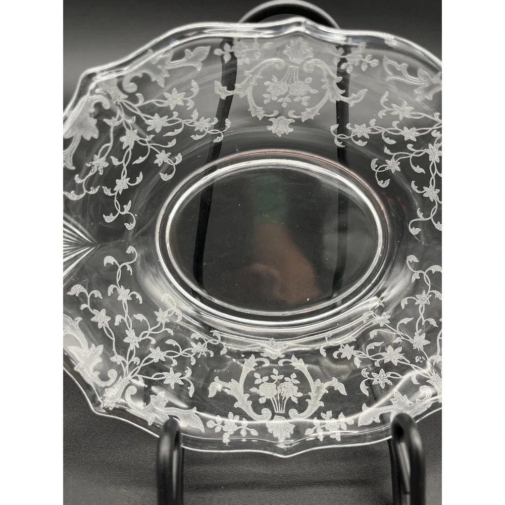 Fostoria Baroque Shape Sauce Bowl Meadow Rose Crystal